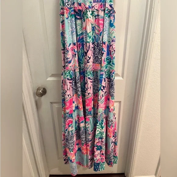 Lilly Pulitzer Loro Tiered Maxi Dress in Multi Patch to Match - Large - EUC - Picture 6 of 16
